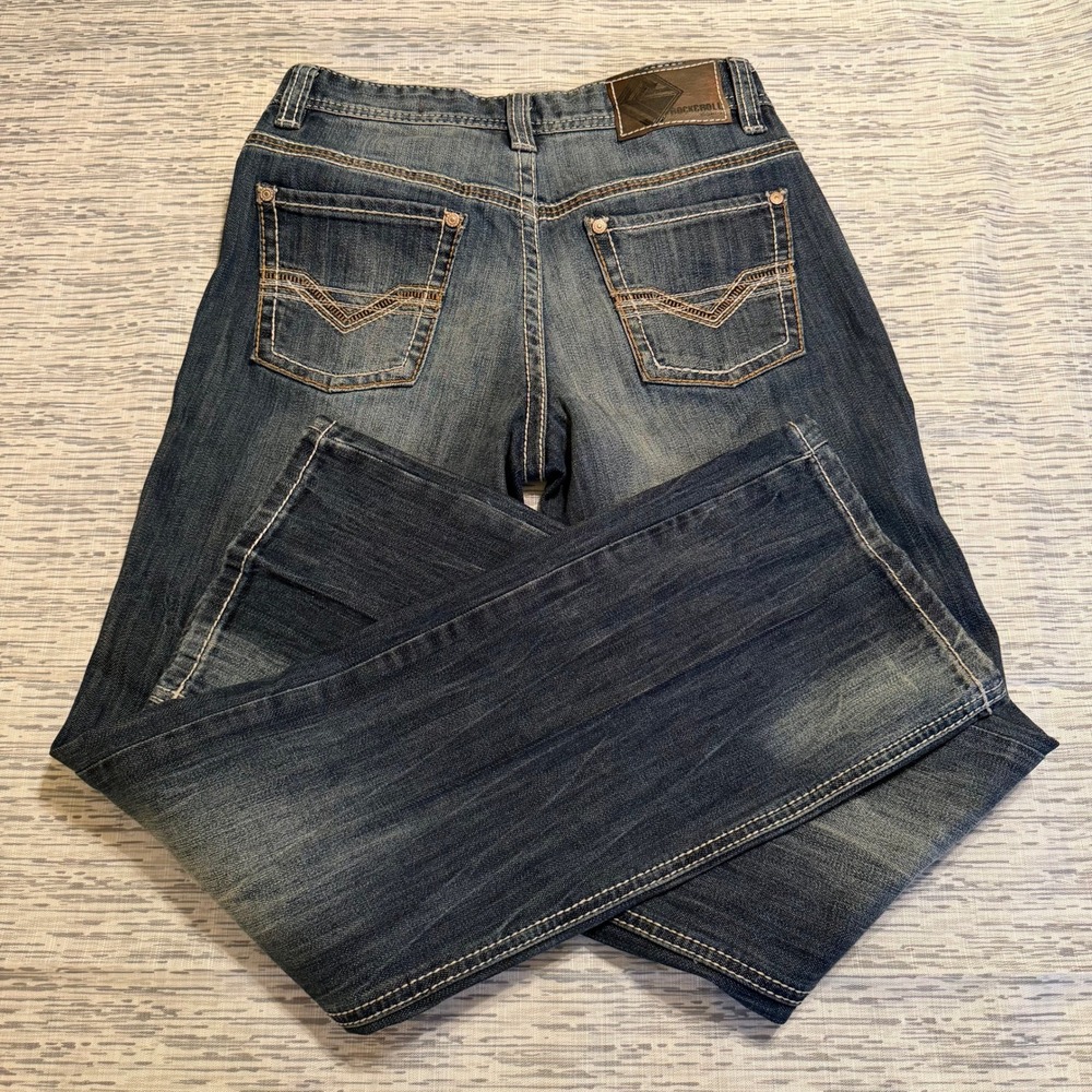 Rock & Roll Cowboy BB GUN Dark‎ Wash Bootcut Jeans Contrast Stitch 12R Womens